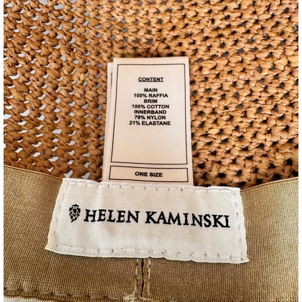 Helen Kaminski Kalola Raffia Cotton Wide Brim Sun Hat Natural Off White OS - Picture 5 of 7